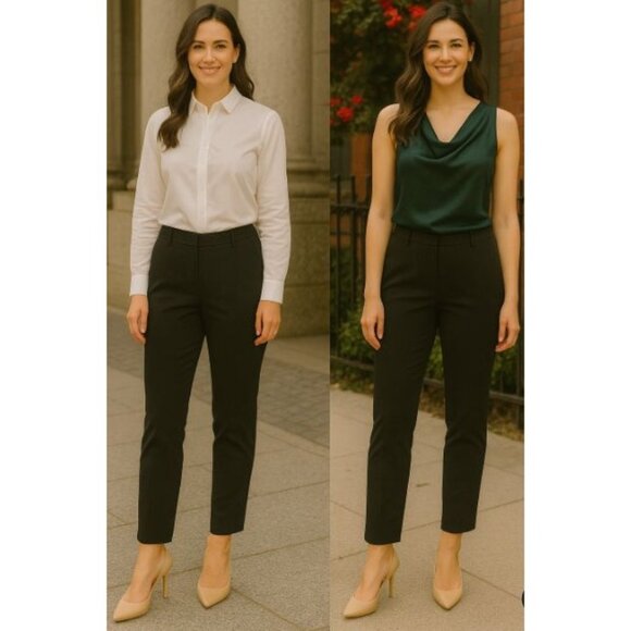 Alberto Makali Womens Black Textured Checkered Pants Size 8 Silk Blend Slim Fit - Picture 1 of 15